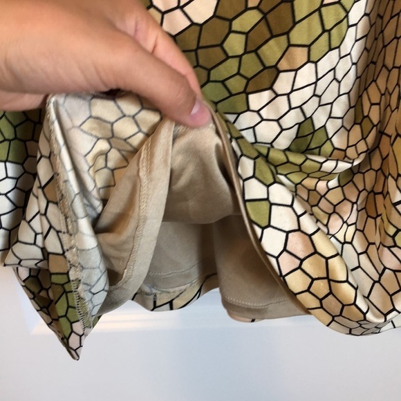 Rolando Santana Olivia 100% Silk Dress Sz 8 Geometric Print Sleeveless Boat Neck - Picture 4 of 8